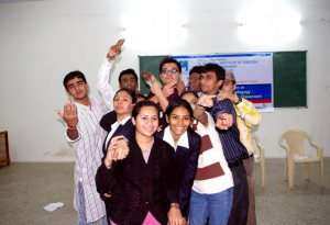 With students at Gujarat, India