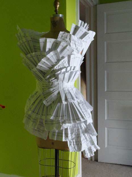 Designer Rosemarie McKelvey's paper dress for "Extremely Public Displays of Privacy" | Photo by Rosemarie McKelvey
