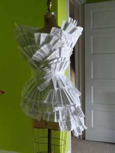 Designer Rosemarie McKelvey's paper dress for "Extremely Public Displays of Privacy" | Photo by Rosemarie McKelvey 