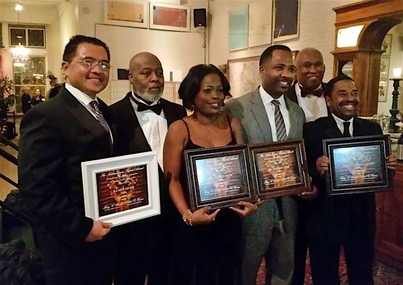 Nubian Union Legend Awards | Honorees and Hosts Randy Gener, Clark D. Everson, TouroCOM Dean of Student Affairs Nadege Dady, Ed.D., William Gibbs, M.D., Professor Richard Alston (front), Henry C. Rawls