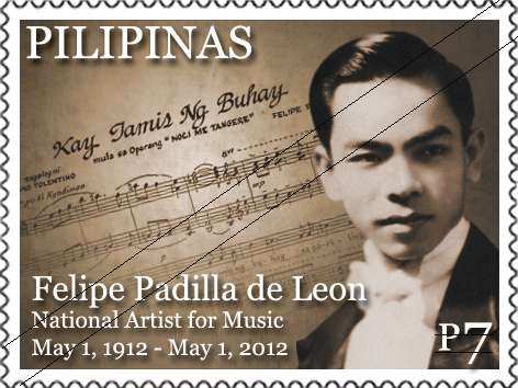 Stamp in honor of Felipe Padilla de Leon National Artist for Music | Design by National Commission on Culture 