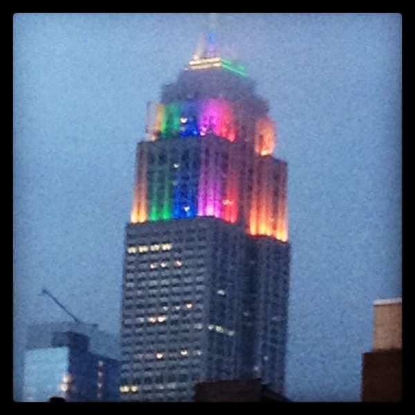 Empire State in rainbow colors on gay pride | Photo by Randy Gener
