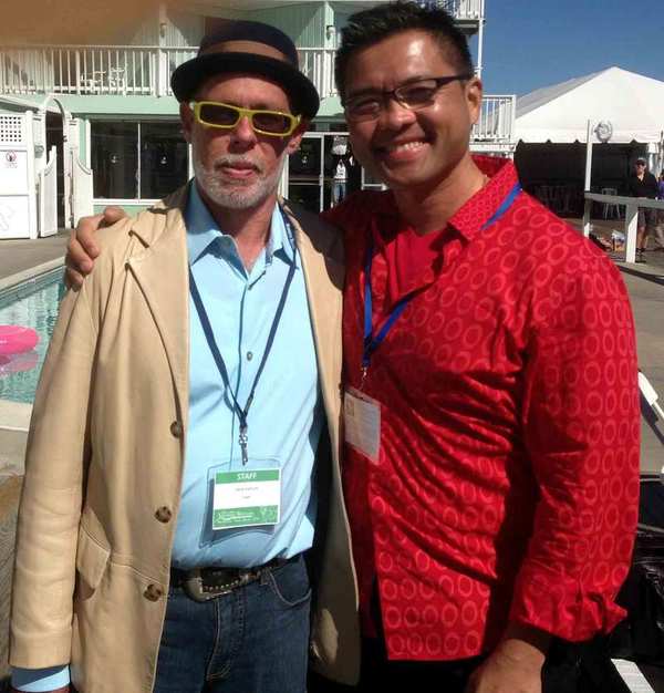 Provincetown Tennessee Williams Theater Festival: Me and David Kaplan on the pool deck of the Boatslip