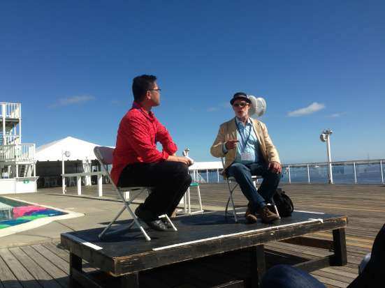 Provincetown Tennessee Williams Theater Festival: Me and David Kaplan on the pool deck of the Boatslip discussing Jane Bowles's "In the Summer House"