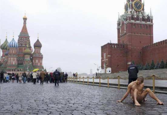 Russian Peter Pavlensky nailed his scrotum on the cobblestones of Red Square in Moscow on November 10.