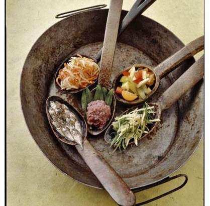 Photo by Neal Oshima, designed by Chef Romy Dorotan. This photo is from the cookbook "Memories of Philippine Kitchens," by Amy Besa and Romy Dorotan