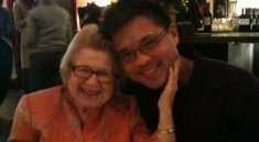 Dr. Ruth and Randy Gener at lunch in Greenwich Village