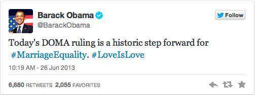 President Barack Obama tweets on Supreme Court ruling