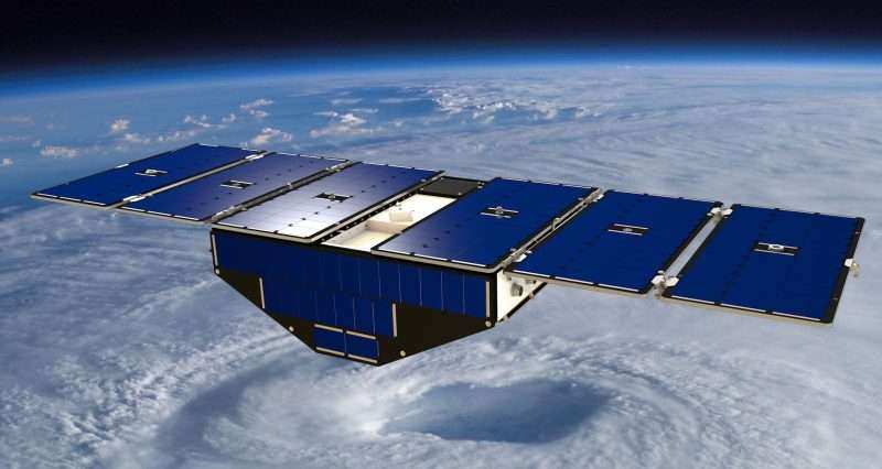 The CYGNSS constellation, launched in 2016, is made up of eight microwave-sized satellites that monitor ocean wind speeds and hurricanes
