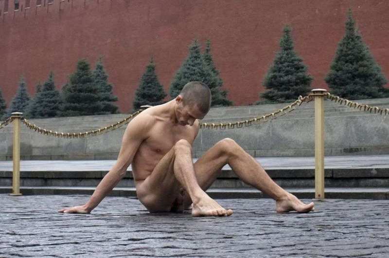 GPS | RUSSIA | In protest of the Kremlin, Russian performance artist nails his scrotum on Red Square cobblestones (NSFW)